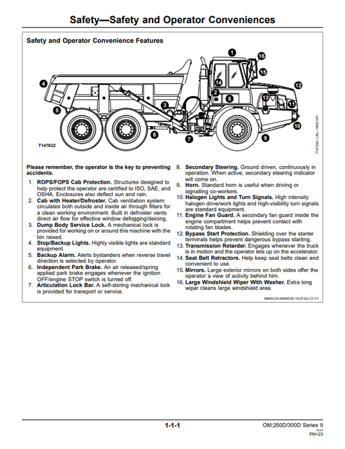John Deere 250D 300D Series II Articulated Truck Manual PDF