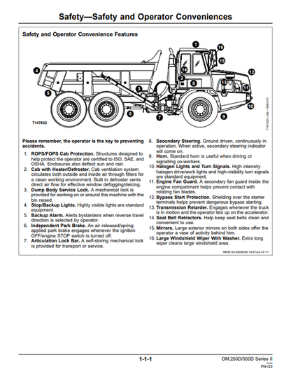 John Deere 250D 300D Series II Articulated Truck Manual PDF