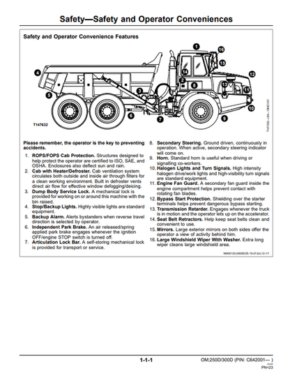 John Deere 250D 300D Series II Dump Truck Manual PDF