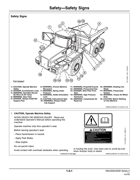 John Deere 250D 300D Series II Operator Manual OMT264275 PDF