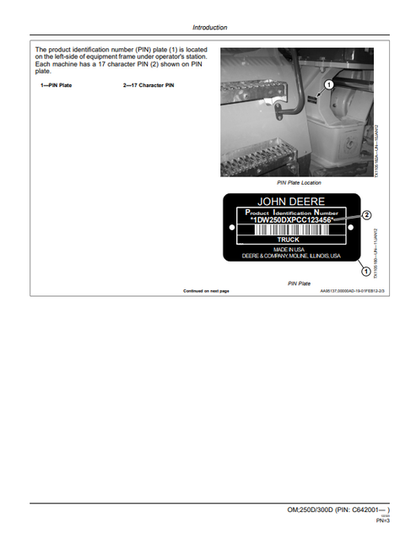 John Deere 250D 300D Series II Operator Manual OMT284808