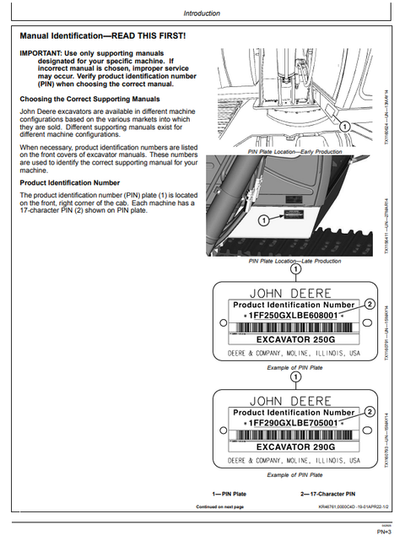 John Deere 250GLC 290GLC Excavator Operation Manual PDF
