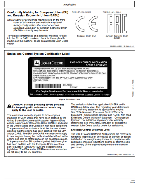 John Deere 250GLC Excavator Operating & Maintenance Manual PDF