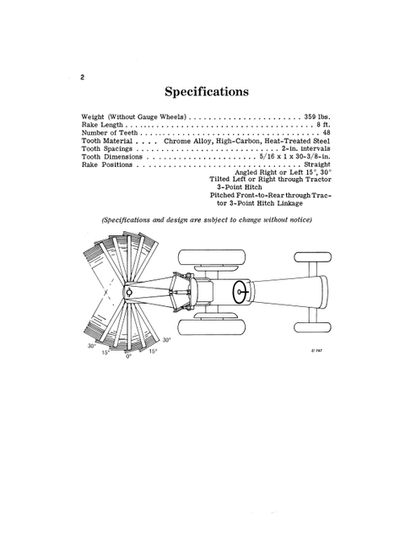 John Deere 250 Landscape Rake Operation & Maintenance Manual