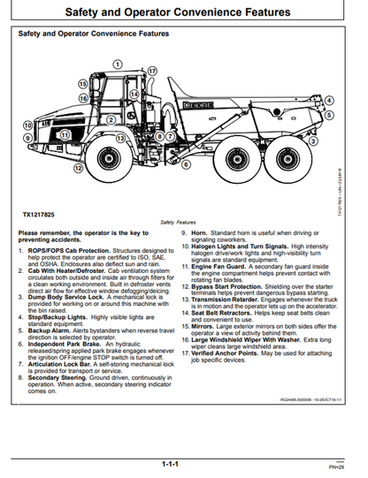 John Deere 260E & 310E Articulated Dump Truck Operating Guide