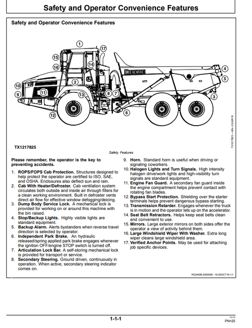 John Deere 260E & 310E Articulated Dump Truck Operating Guide