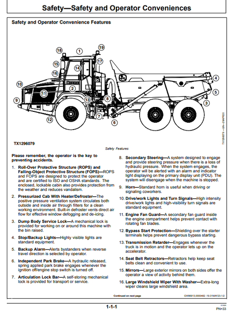 John Deere 260E 310E Articulated Truck Manual PDF