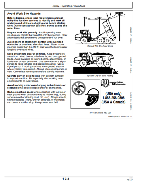 John Deere 260E 310E Dump Truck Operation Manual OMT437831X019