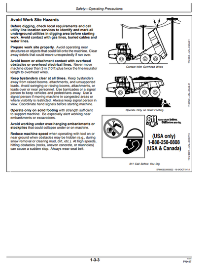 John Deere 260E 310E Dump Truck Operation Manual OMT437831X019