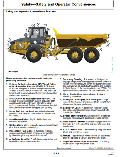 John Deere 260P & 310P Articulated Dump Truck Operating Guide