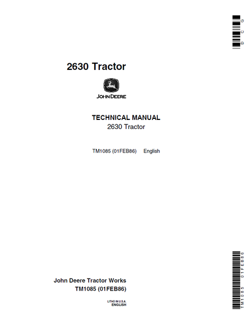 John Deere 2630 Tractor Technical Service Manual TM1085
