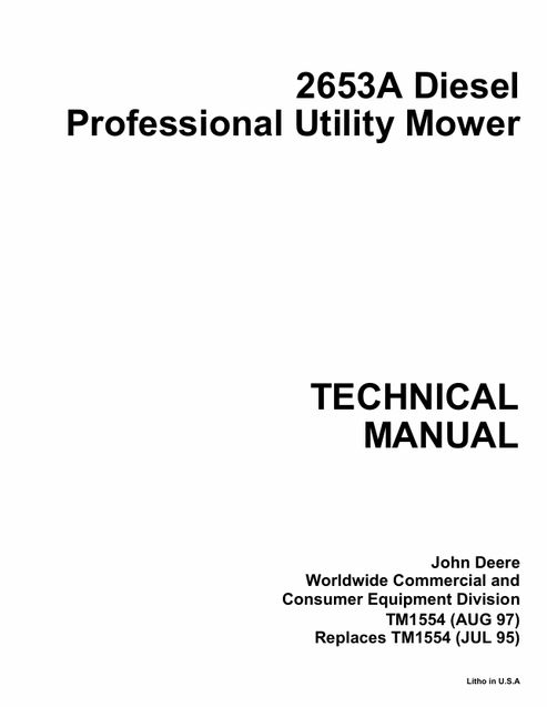 John Deere 2653A Diesel Professional Utility Mower Manual TM1554