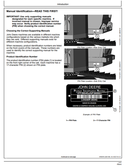 John Deere 2654G 2654GLC Forestry Excavator Operating Manual 