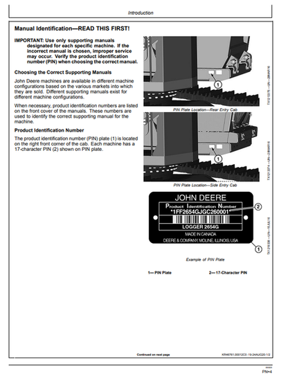 John Deere 2654G 2654GLC Forestry Excavator Operating Manual 