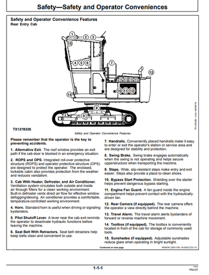 John Deere 2654G & 2654GLC Forestry Excavator Operator Guide
