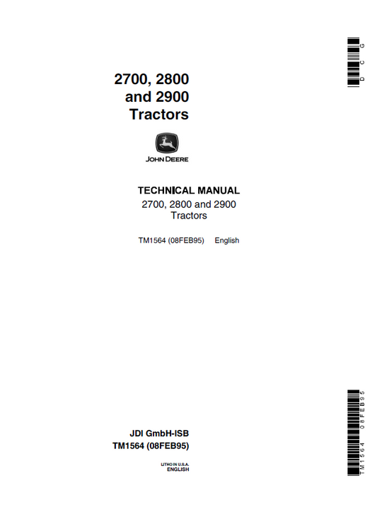 John Deere 2700, 2800 and 2900 Tractor Technical Manual TM1564 PDF