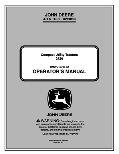 John Deere 2720 Compact Utility Tractor Operator Manual OMLVU19798