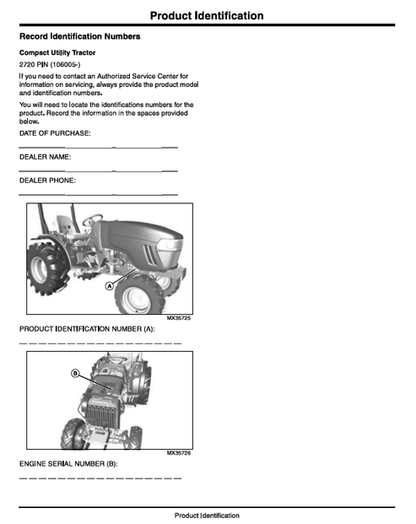 John Deere 2720 Tractor Operator & Maintenance Manual OMLVU19798