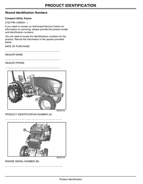 John Deere 2720 Tractor Operator & Maintenance Manual OMLVU20284