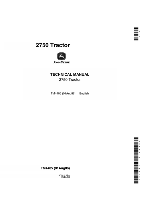 John Deere 2750 Tractor Technical Manual TM4405 PDF
