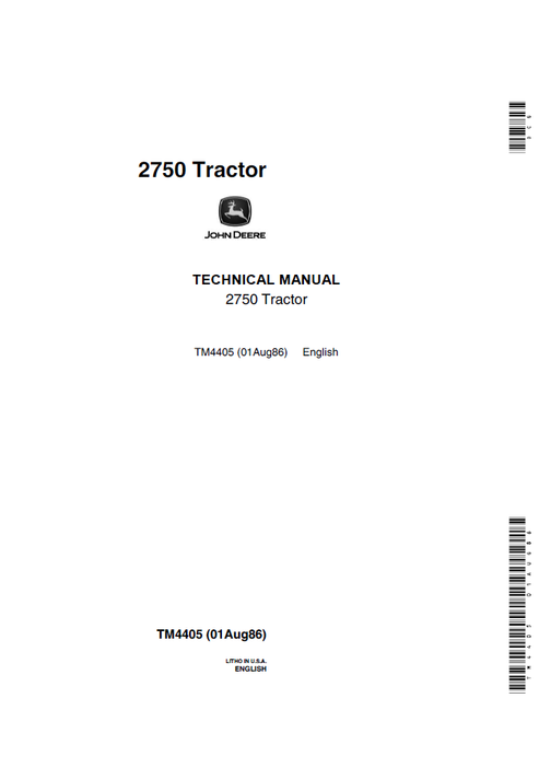 John Deere 2750 Tractor Technical Service Manual TM4405 PDF