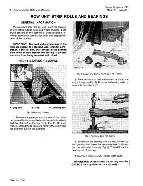 John Deere 283 Cotton Stripper Technical Service Manual PDF