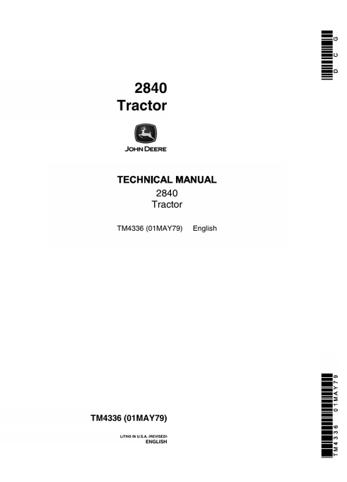 John Deere 2840 Tractor Technical Manual TM4336