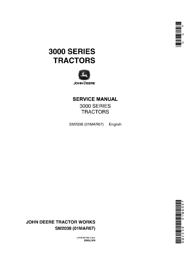 John Deere 3000 Tractors Service Manual SM2038 PDF 