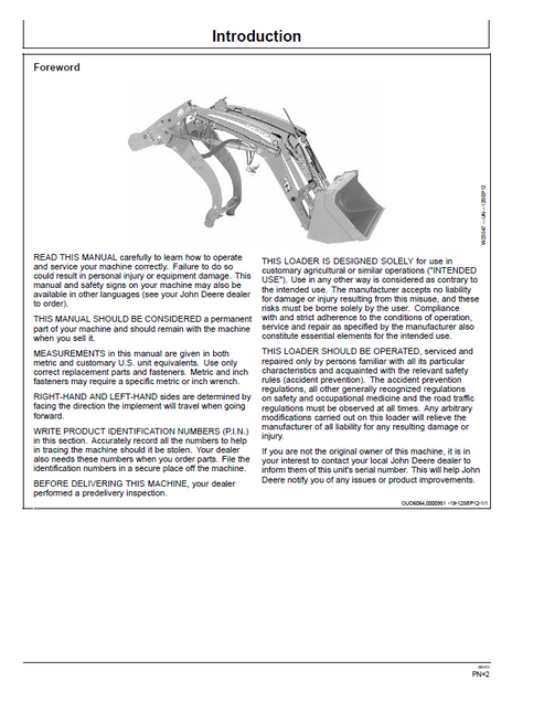 John Deere 300CX Front Loader Operator Manual PDF