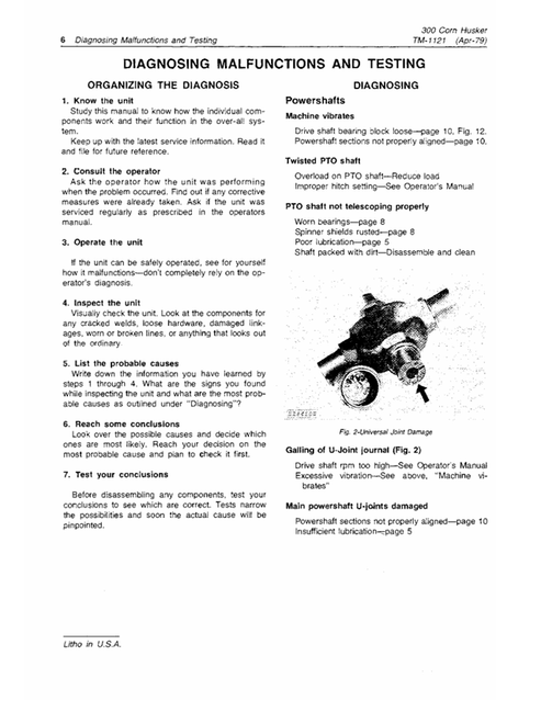 John Deere 300 Corn Hasker Service & Repair Manual TM1121
