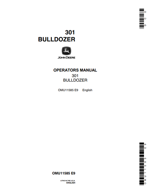 John Deere 301 Bulldozer Operator Manual OMU11585 PDF