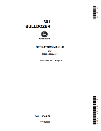John Deere 301 Bulldozer Operator Manual OMU11585 PDF