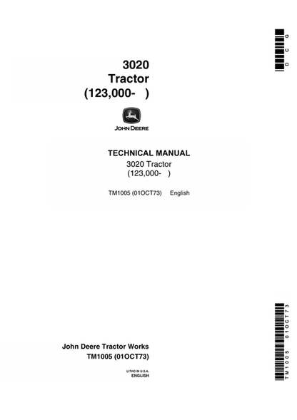 John Deere 3020 Tractor Technical Manual TM1005 PDF
