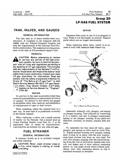 John Deere 3020 Tractor Workshop Technical Manual TM1005