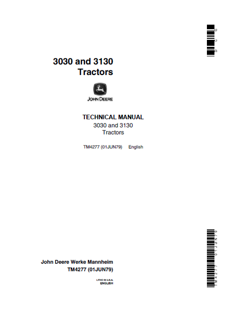 John Deere 3030 and 3130 Tractor Technical Manual TM4277 PDF 