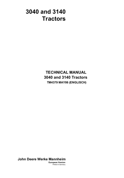 John Deere 3040 3140 Tractor Technical Service Manual TM4379 PDF