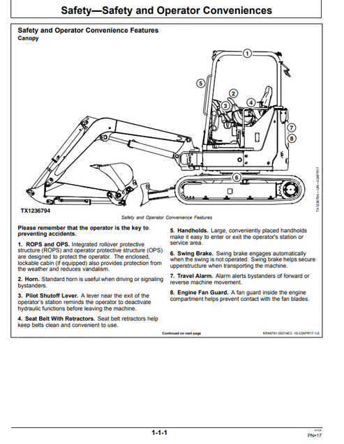 John Deere 30 P Excavator Operating Instructions Manual PDF
