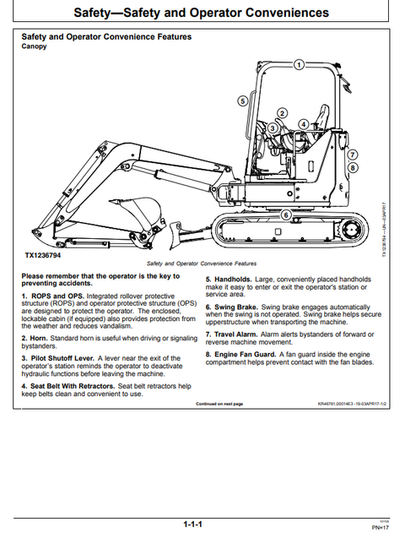 John Deere 30 P Excavator Operating Instructions Manual PDF