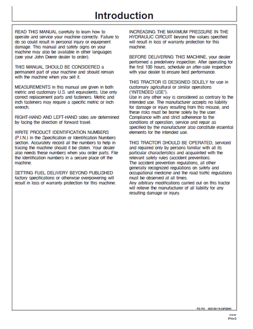 John Deere 3100-3400 Tractor Operating & Maintenance Manual PDF