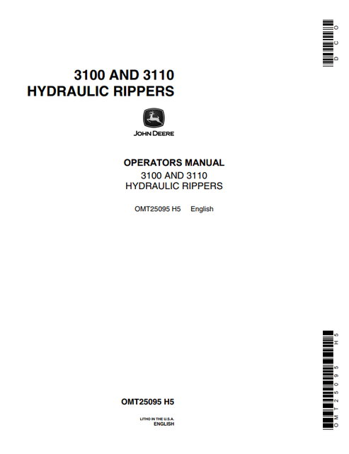 John Deere 3100 3110 Hydraulic Ripper Operator Manual PDF OMT25095