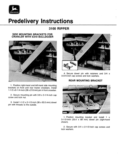 John Deere 3100 & 3110 Ripper Operator & Maintenance Guide