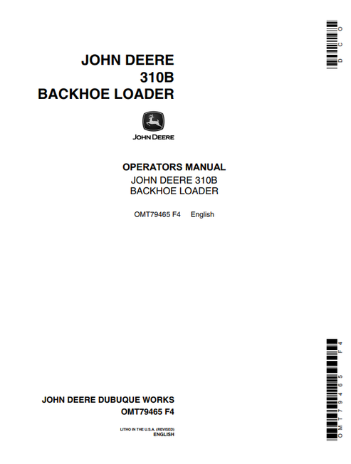 John Deere 310B Backhoe Loader Operator Manual OMT79465