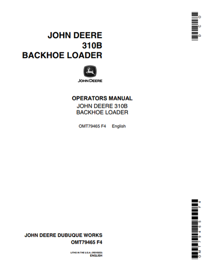 John Deere 310B Backhoe Loader Operator Manual OMT79465