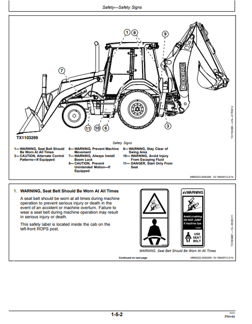 John Deere 310K Backhoe Loader Operator & Maintenance Manual