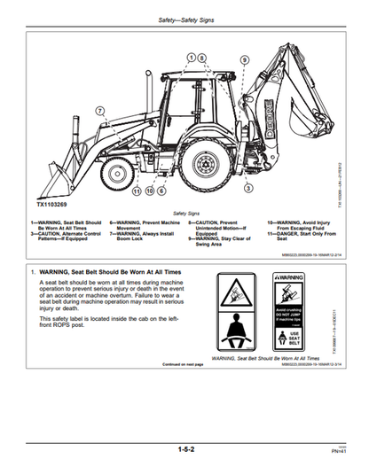 John Deere 310K Backhoe Loader Technical Operator Manual