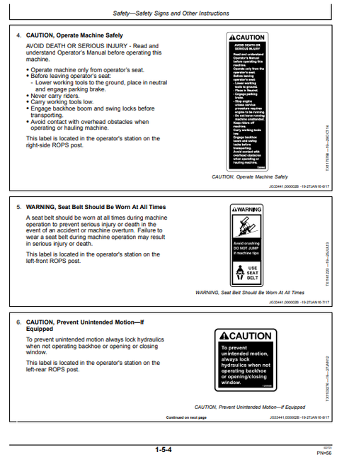John Deere 310L Construction Backhoe Operator Manual PDF