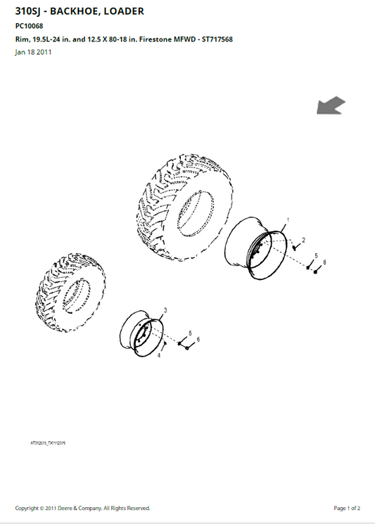 John Deere 310SJ Backhoe Loader Parts Catalog Manual PC10068 PDF