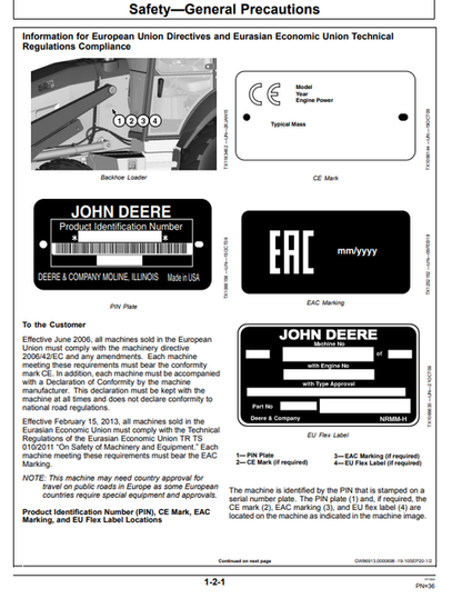 John Deere 310SL Backhoe Loader Operation & Maintenance Manual PDF