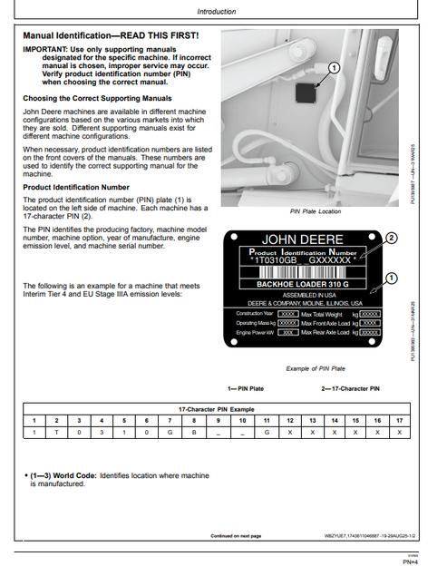John Deere 310 G Backhoe Loader Operation & Maintenance Manual PDF