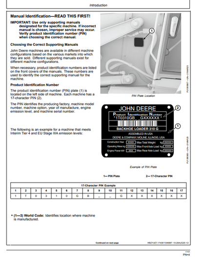 John Deere 310 G Backhoe Loader Operation & Maintenance Manual PDF